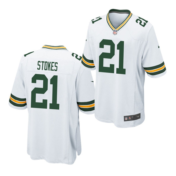Men's Green Bay Packers #21 Eric Stokes White NFL 2021 Draft Stitched Jersey